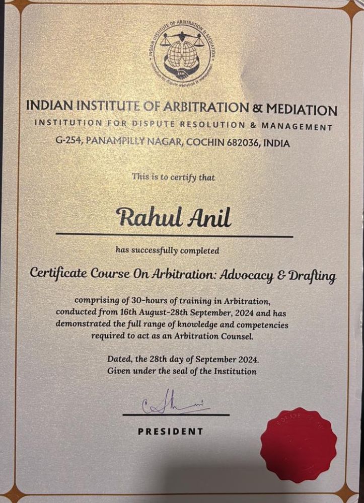 Mediation Certification 2 - Adv. Rahul Anil Varma