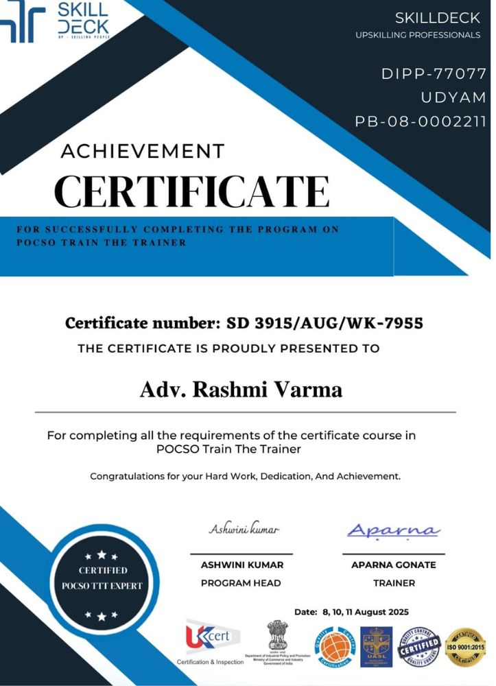 POCSO Train the Trainer Course Certification